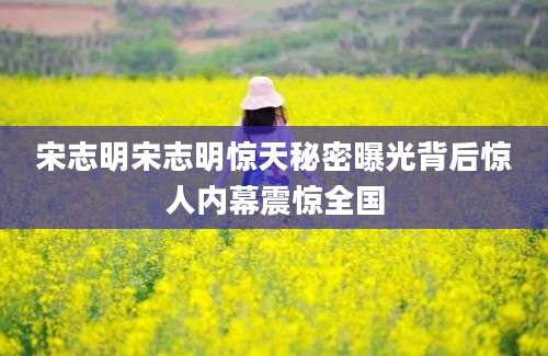 宋志明宋志明惊天秘密曝光背后惊人内幕震惊全国