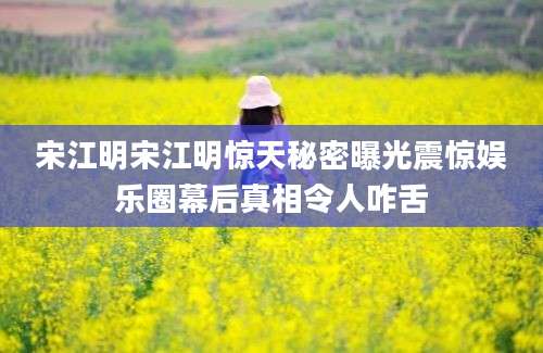 宋江明宋江明惊天秘密曝光震惊娱乐圈幕后真相令人咋舌