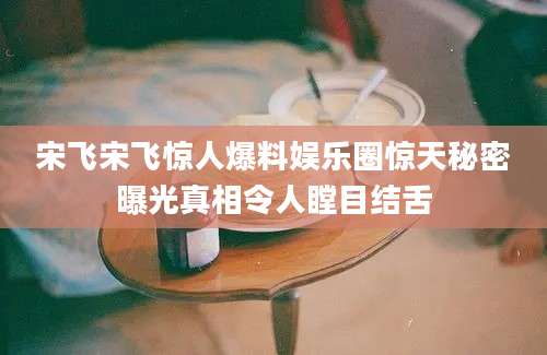 宋飞宋飞惊人爆料娱乐圈惊天秘密曝光真相令人瞠目结舌
