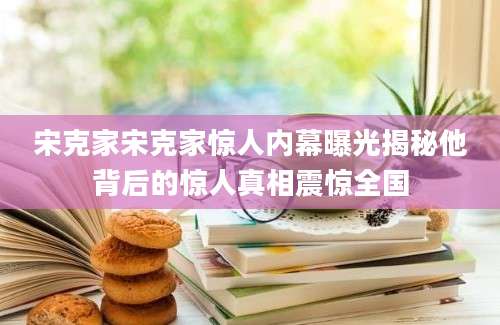 宋克家宋克家惊人内幕曝光揭秘他背后的惊人真相震惊全国