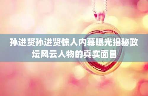 孙进贤孙进贤惊人内幕曝光揭秘政坛风云人物的真实面目
