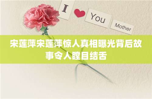宋莲萍宋莲萍惊人真相曝光背后故事令人瞠目结舌