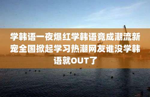 学韩语一夜爆红学韩语竟成潮流新宠全国掀起学习热潮网友谁没学韩语就OUT了