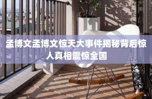 孟博文孟博文惊天大事件揭秘背后惊人真相震惊全国