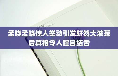 孟晓孟晓惊人举动引发轩然大波幕后真相令人瞠目结舌