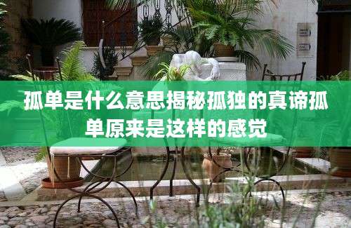 孤单是什么意思揭秘孤独的真谛孤单原来是这样的感觉
