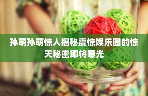 孙萌孙萌惊人揭秘震惊娱乐圈的惊天秘密即将曝光