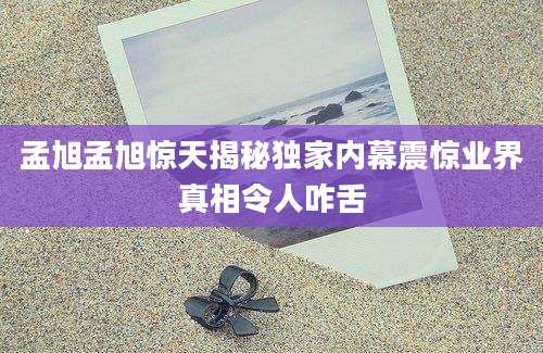 孟旭孟旭惊天揭秘独家内幕震惊业界真相令人咋舌