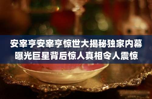 安宰亨安宰亨惊世大揭秘独家内幕曝光巨星背后惊人真相令人震惊