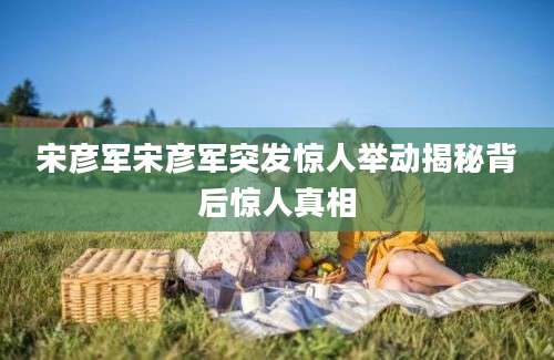 宋彦军宋彦军突发惊人举动揭秘背后惊人真相
