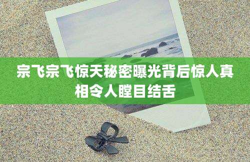 宗飞宗飞惊天秘密曝光背后惊人真相令人瞠目结舌